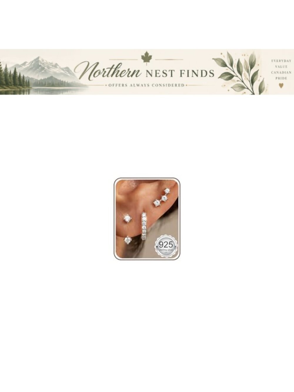 Sterling Silver Stud Hoop Earrings Set for Women Hypoallergenic Cartilage Huggie